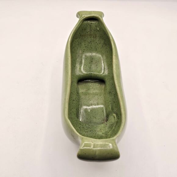 Vintage-Inspired Footed Studio Pottery Bowl - Art Deco Green Speckled Decor - Picture 6 of 9